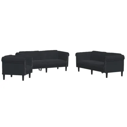 Ensemble de canapés 3 pcs noir velours 2