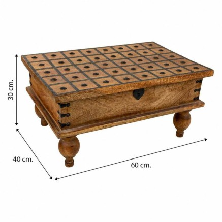 Baúl Alexandra House Living Marrón Metal Madera de mango 40 x 30 x 6 2