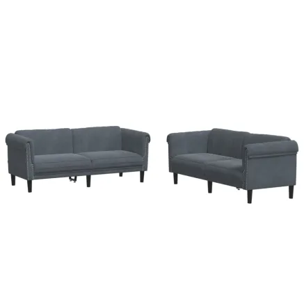 Ensemble de canapés 2 pcs gris foncé velours 2