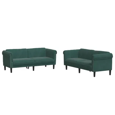 Ensemble de canapés 2 pcs vert foncé velours 2