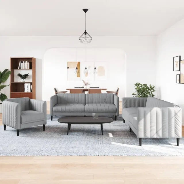 Ensemble de canapés 3 pcs gris clair tissu