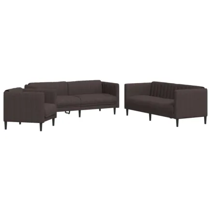 Ensemble de canapés 3 pcs marron foncé tissu 2