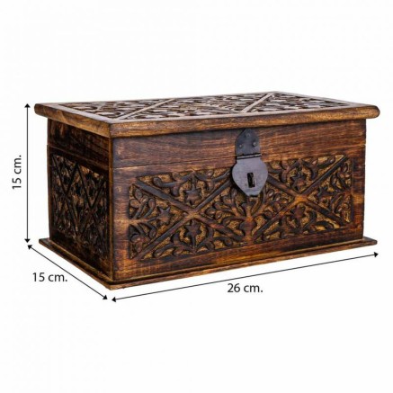 Koffer Alexandra House Living Bruin Mangohout 15 x 15 x 26 cm Traditio 2