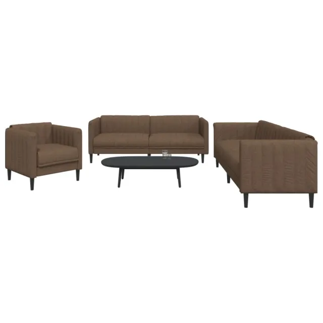 Ensemble de canapés 3 pcs marron tissu
