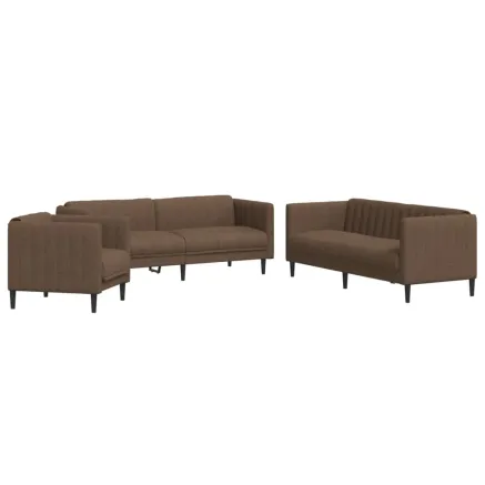 Ensemble de canapés 3 pcs marron tissu 2