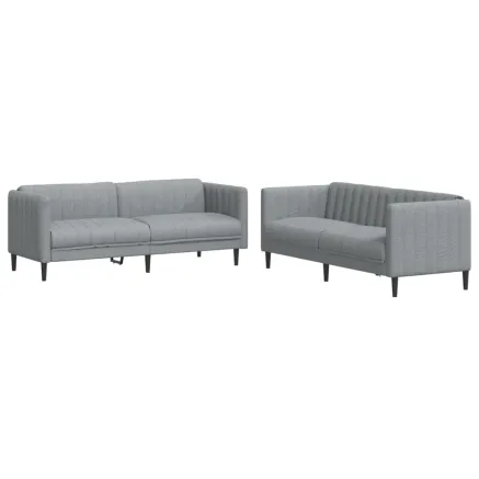 Ensemble de canapés 2 pcs gris clair tissu 2
