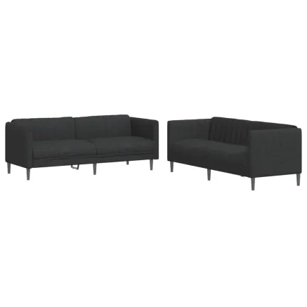 Ensemble de canapés 2 pcs noir tissu 2
