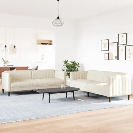 Ensemble de canapés 2 pcs crème tissu