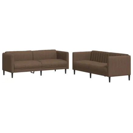 Ensemble de canapés 2 pcs marron tissu 2