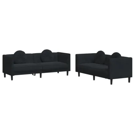 Ensemble de canapés 2 pcs avec coussins noir velours 2
