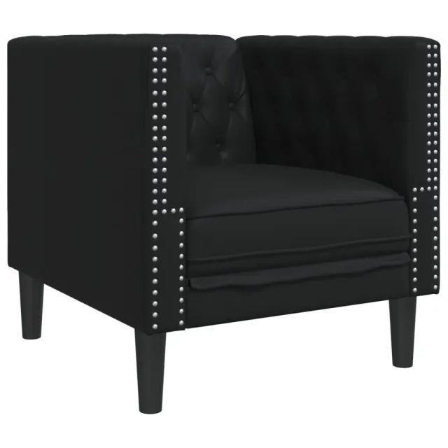 Ensemble de canapé Chesterfield 3 pcs noir similicuir