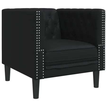Ensemble de canapé Chesterfield 3 pcs noir similicuir