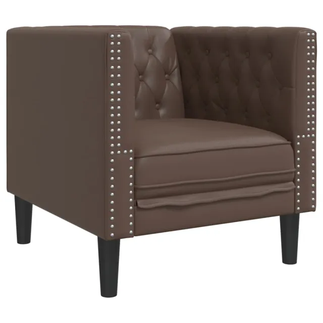 Ensemble de canapé Chesterfield 3 pcs marron similicuir