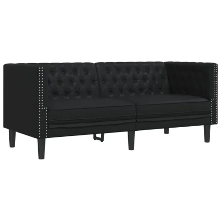 Ensemble de canapé Chesterfield 2 pcs noir similicuir