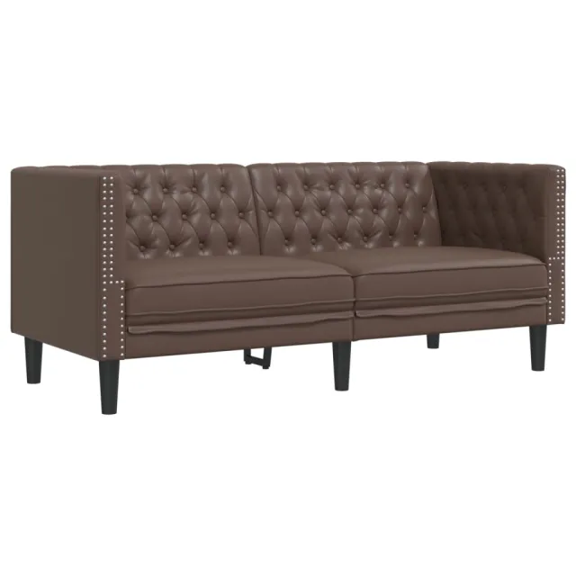 Ensemble de canapé Chesterfield 2 pcs marron similicuir