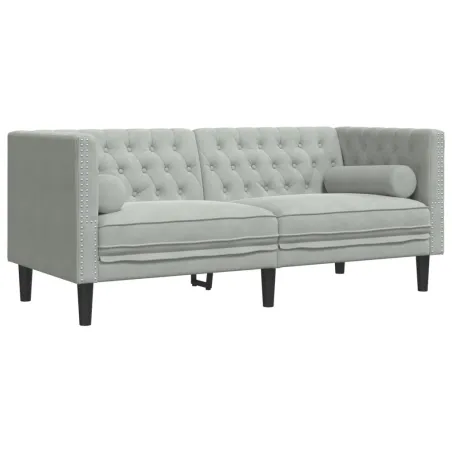 Ensemble de canapé Chesterfield et traversins 3 pcs gris clair