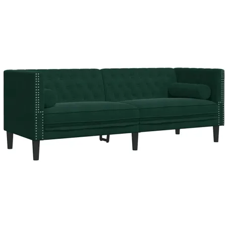 Ensemble de canapé Chesterfield et traversins 3 pcs vert foncé