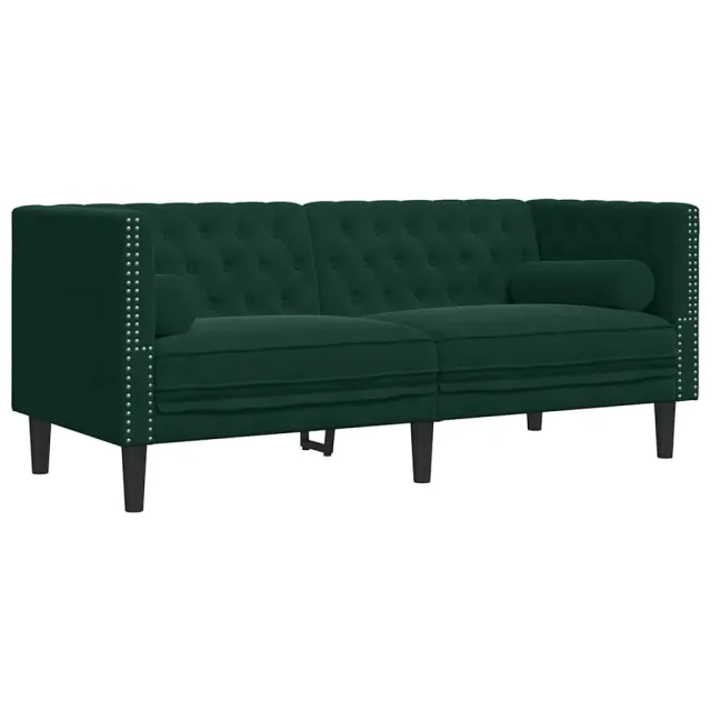 Ensemble de canapé Chesterfield et traversins 3 pcs vert foncé