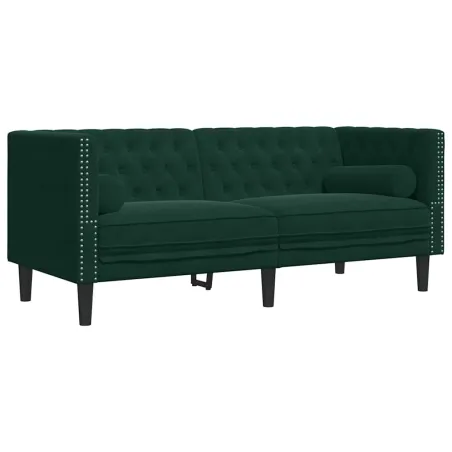 Ensemble de canapé Chesterfield et traversins 3 pcs vert foncé