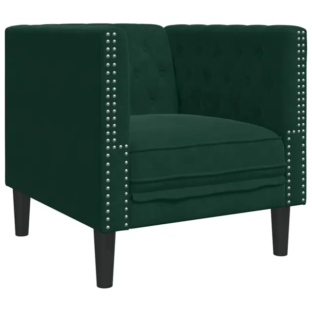 Ensemble de canapé Chesterfield et traversins 3 pcs vert foncé