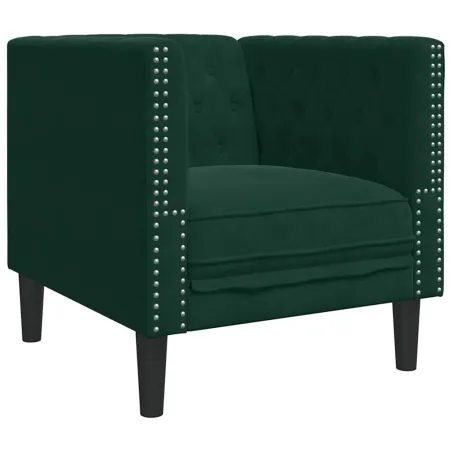 Ensemble de canapé Chesterfield et traversins 3 pcs vert foncé