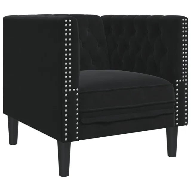 Ensemble de canapé Chesterfield et traversins 3pcs noir velours