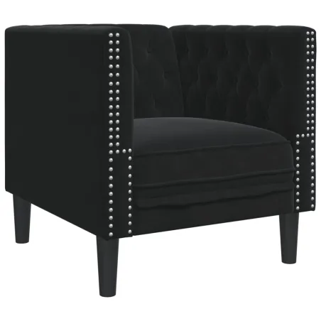 Ensemble de canapé Chesterfield et traversins 3pcs noir velours