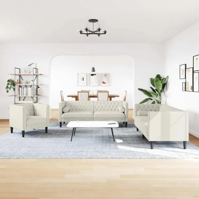 Ensemble de canapé Chesterfield et traversins 3pcs velours