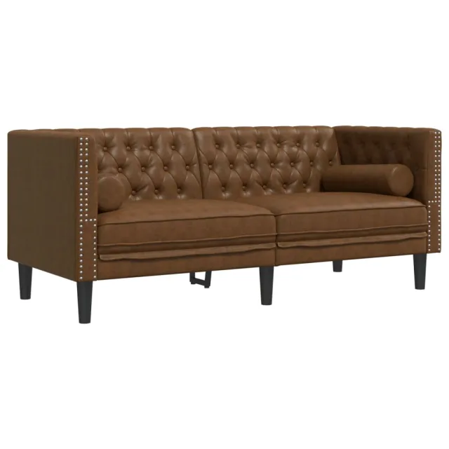 Ensemble de canapé Chesterfield et traversins 3 pcs marron