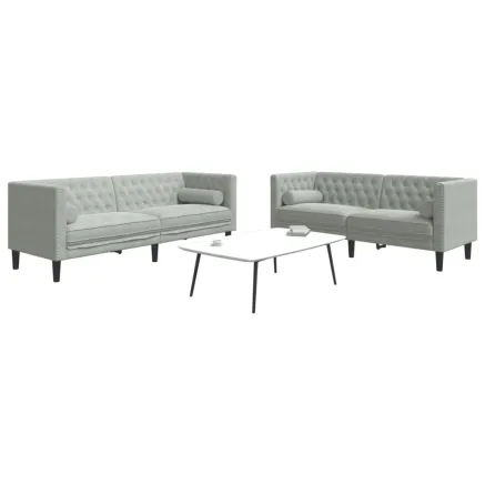 Ensemble de canapé Chesterfield et traversins 2 pcs gris clair