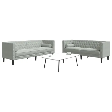 Ensemble de canapé Chesterfield et traversins 2 pcs gris clair