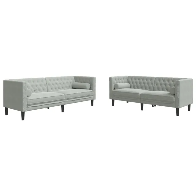 Ensemble de canapé Chesterfield et traversins 2 pcs gris clair