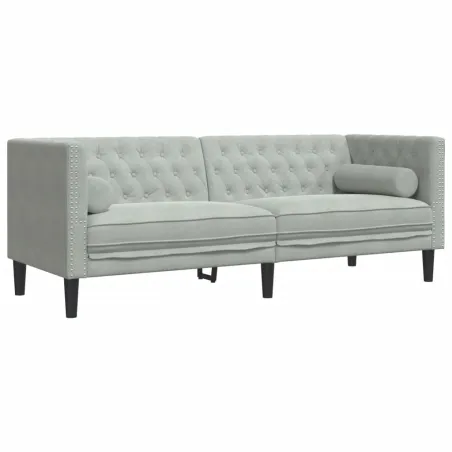 Ensemble de canapé Chesterfield et traversins 2 pcs gris clair
