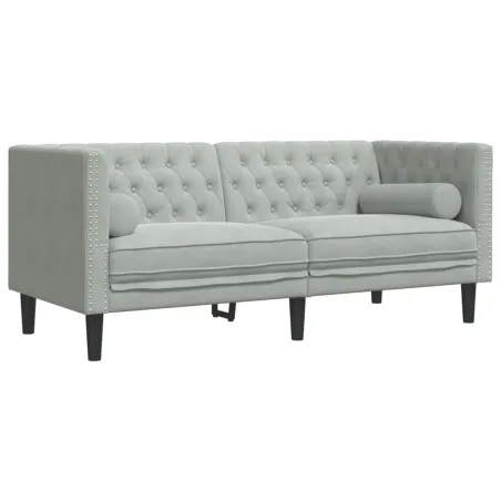 Ensemble de canapé Chesterfield et traversins 2 pcs gris clair
