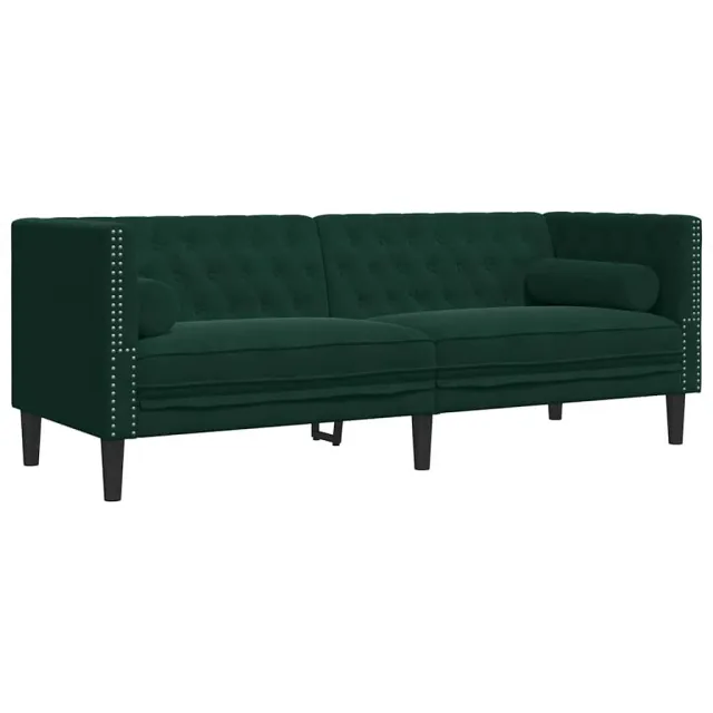 Ensemble de canapé Chesterfield et traversins 2 pcs vert foncé