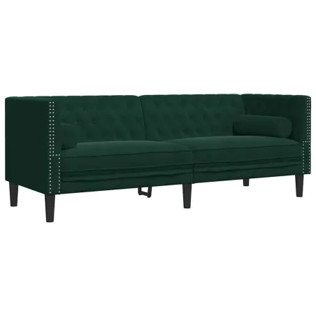 Ensemble de canapé Chesterfield et traversins 2 pcs vert foncé