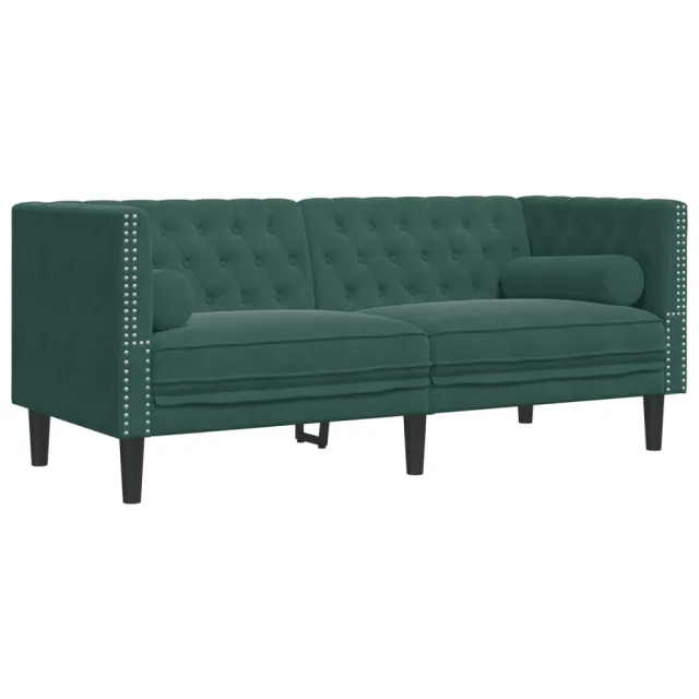 Ensemble de canapé Chesterfield et traversins 2 pcs vert foncé