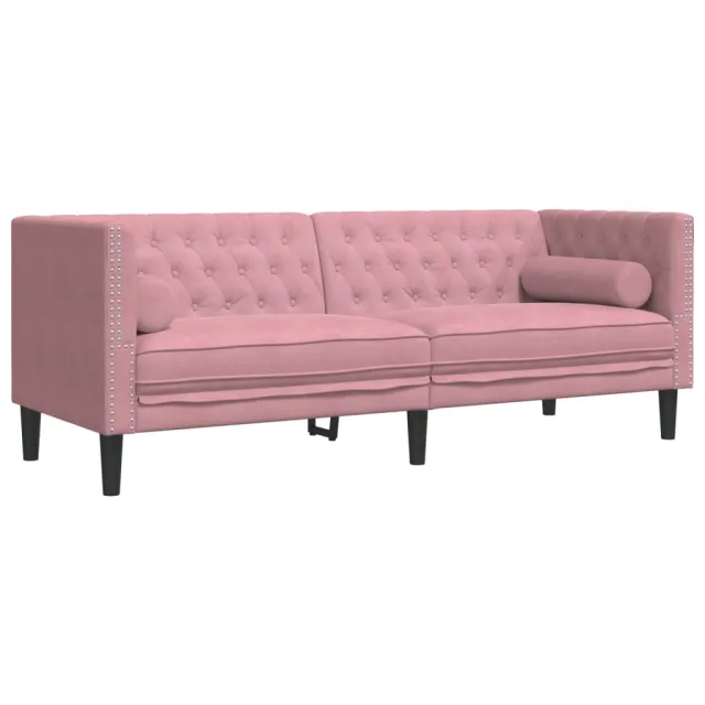 Ensemble de canapé Chesterfield et traversins 2pcs rose velours