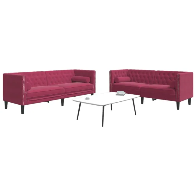 Ensemble de canapé Chesterfield et traversins 2 pcs velours
