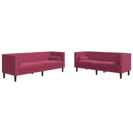 Ensemble de canapé Chesterfield et traversins 2 pcs velours 2