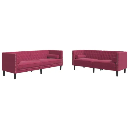 Ensemble de canapé Chesterfield et traversins 2 pcs velours
