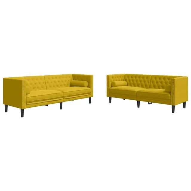 Ensemble de canapé Chesterfield et traversins 2 pcs velours
