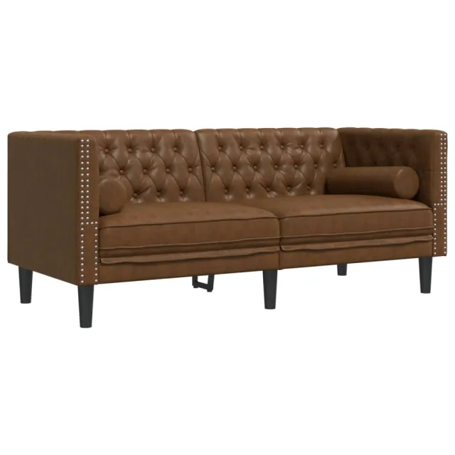 Ensemble de canapé Chesterfield et traversins 2 pcs marron