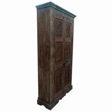 Armario Alexandra House Living Marrón Madera Reciclada 45 x 220 x 122