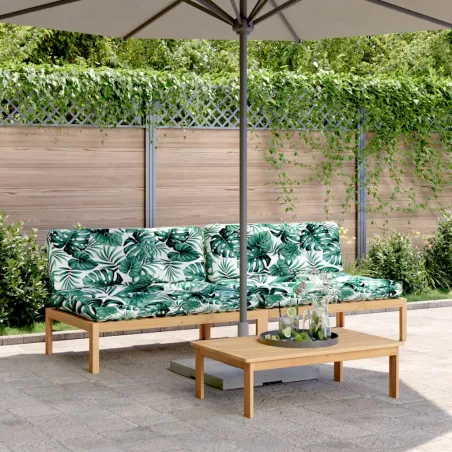 Canapés centraux palette de jardin 2pcs et coussins bois acacia