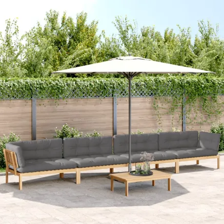 Salon palette de jardin avec coussins 5pcs bois d'acacia massif