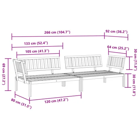 Canapés d'angle palette de jardin 2 pcs bois massif d'acacia