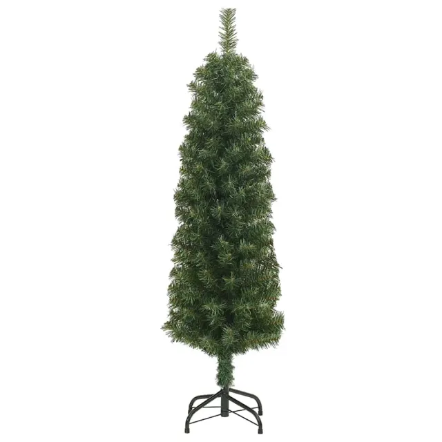 Sapin de Noël artificiel mince avec support vert 150 cm PVC