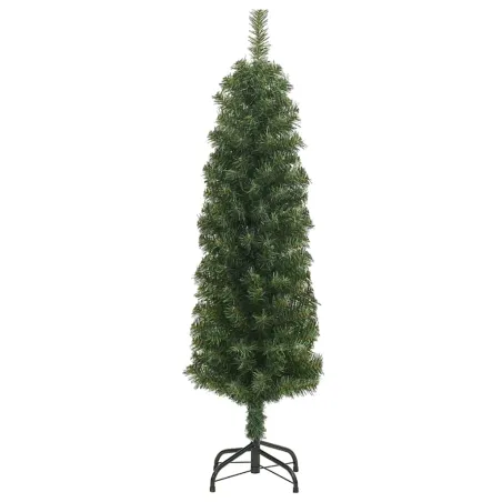 Sapin de Noël artificiel mince avec support vert 150 cm PVC