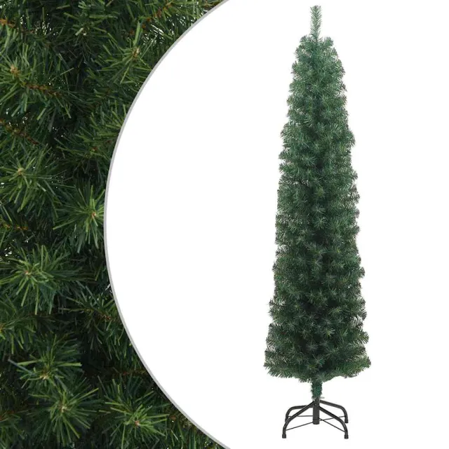 Sapin de Noël artificiel mince avec support vert 180 cm PVC